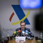El director de la Agencia Tributaria, Santiago Menéndez, durante su comparecencia para presentar los resultados de la declaración de bienes y derechos en el extranjero