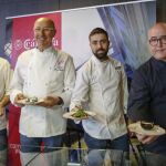 Felix Herrero, Paco Quirós, Diego Gavira y Ricardo Sanz, ayer en el Club Cámara Madrid, tras elaborar sus tapas