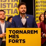 Pere Aragonès; el diputado al Congreso de los Diputados por ERC, Gabriel Rufian y la diputada en el Parlament, Marta Vilalta