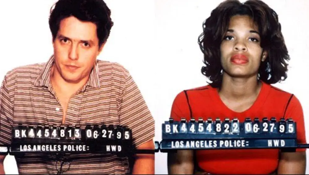 Foto policial de Hugh Grant y Divine Brown
