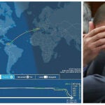 Ábalos, junto a la imagen del parte de vuelo