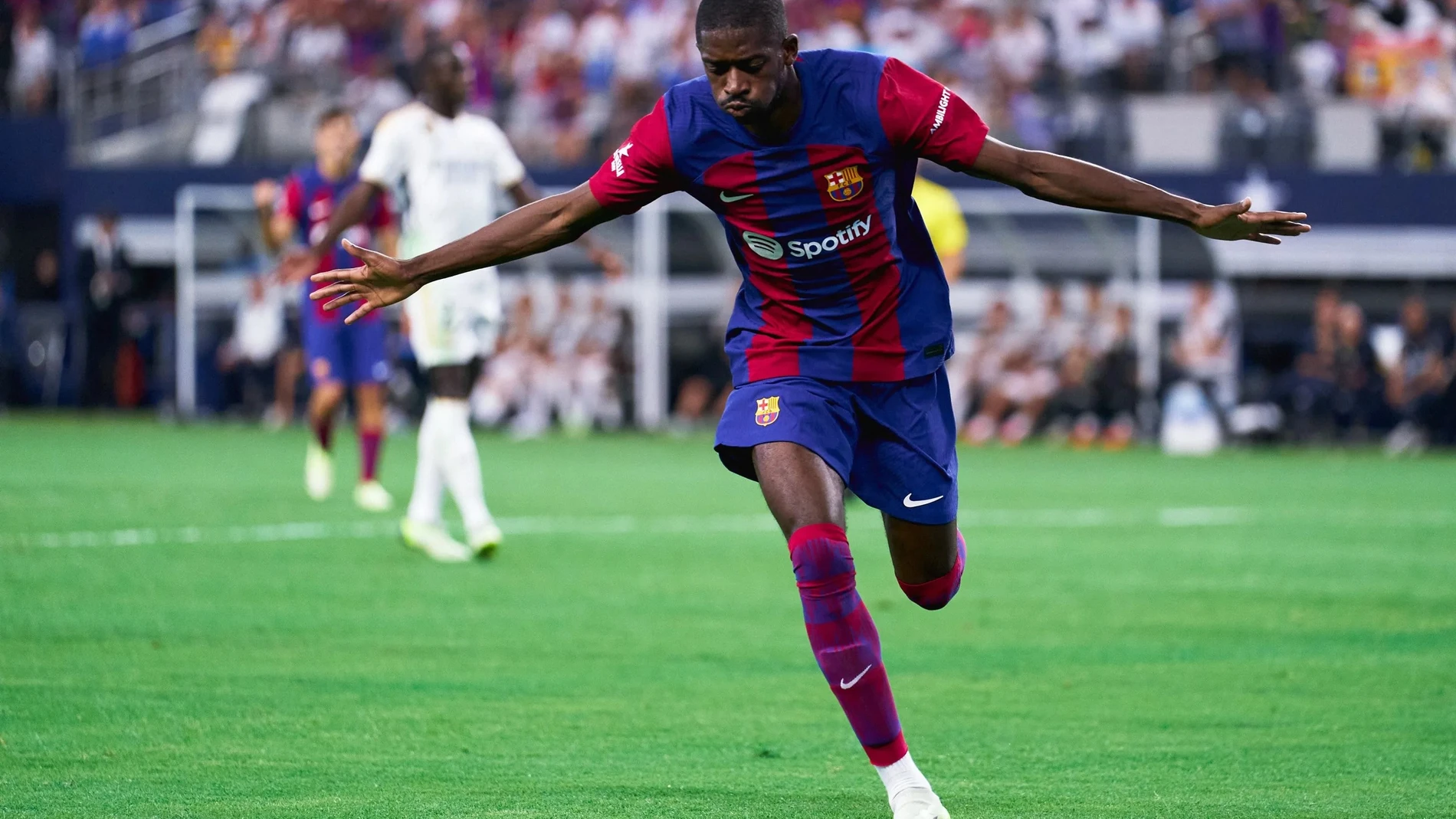 Dembélé en su última temporada con el Barcelona