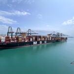 Imagen de un buque de carga en el Puerto de Valencia