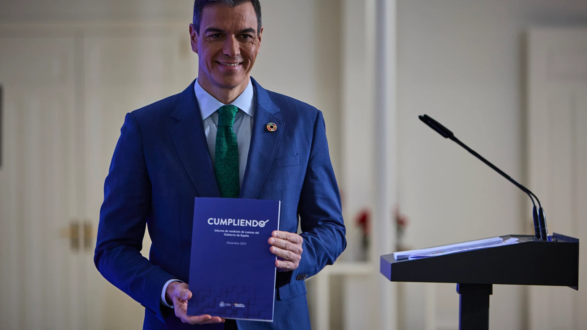 Comparecencia de Pedro Sanchez en en Palacio de la Moncloa para hacer balance del año politico. © Alberto R. Roldán / Diario La Razón. 23 12 2024