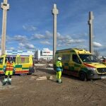 Sucesos.- Evacuado de gravedad un trabajador al caerle una plancha de hormigón en una obra de Getafe