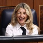 La vicepresidenta segunda y ministra de Trabajo, Yolanda Díaz, durante una sesión de control al Gobierno, en el Congreso de los Diputados.