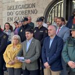 El delegado del Gobierno, Pedro Blanco, en el minuto de silencio de hoy. 