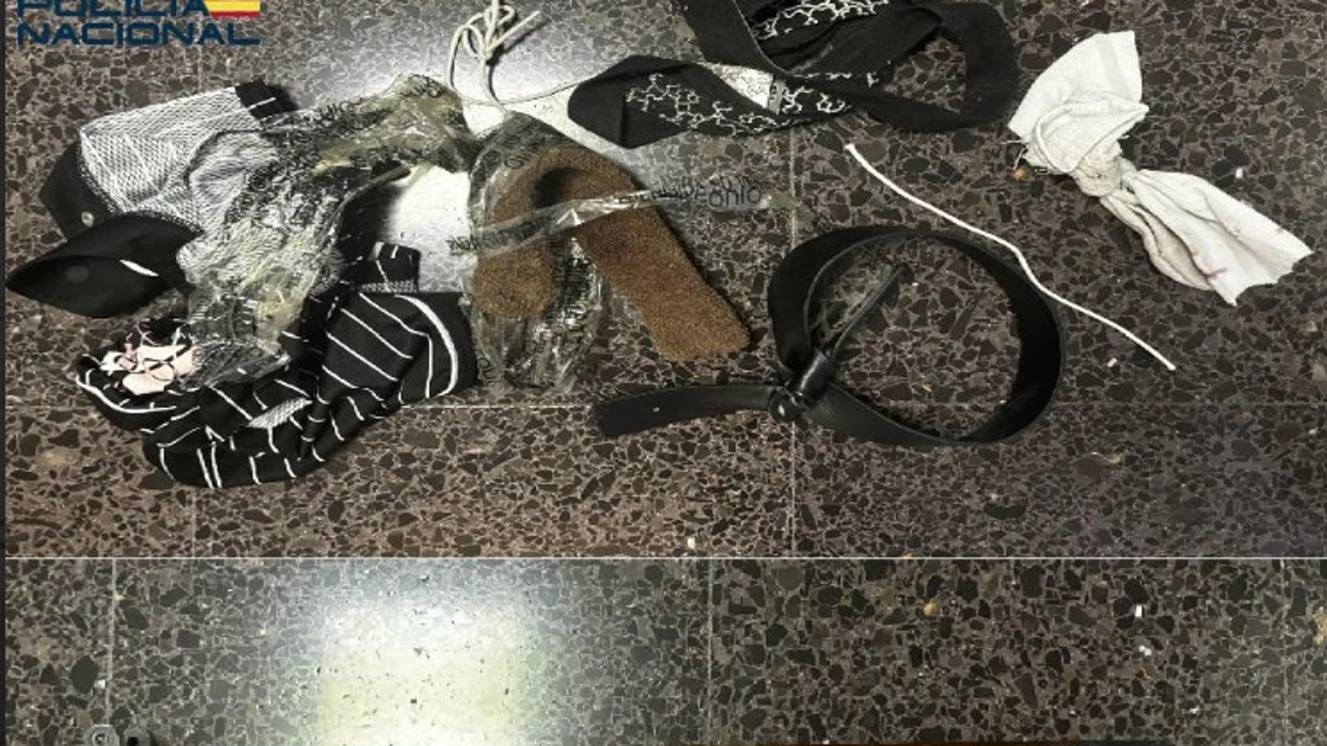 Objetos utilizados durante el secuestro