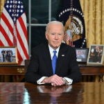 US President Biden delivers his farewell address to the nation from the Oval Office